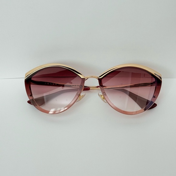 Prada CATWALK PR07US Oval Sunglasses | 967094-Gold/Burgandy - Picture 1 of 7